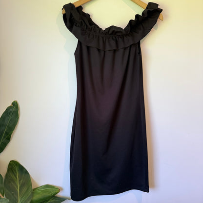 Free 2B U Black Ruffled Off-Shoulder Dress in Size 12