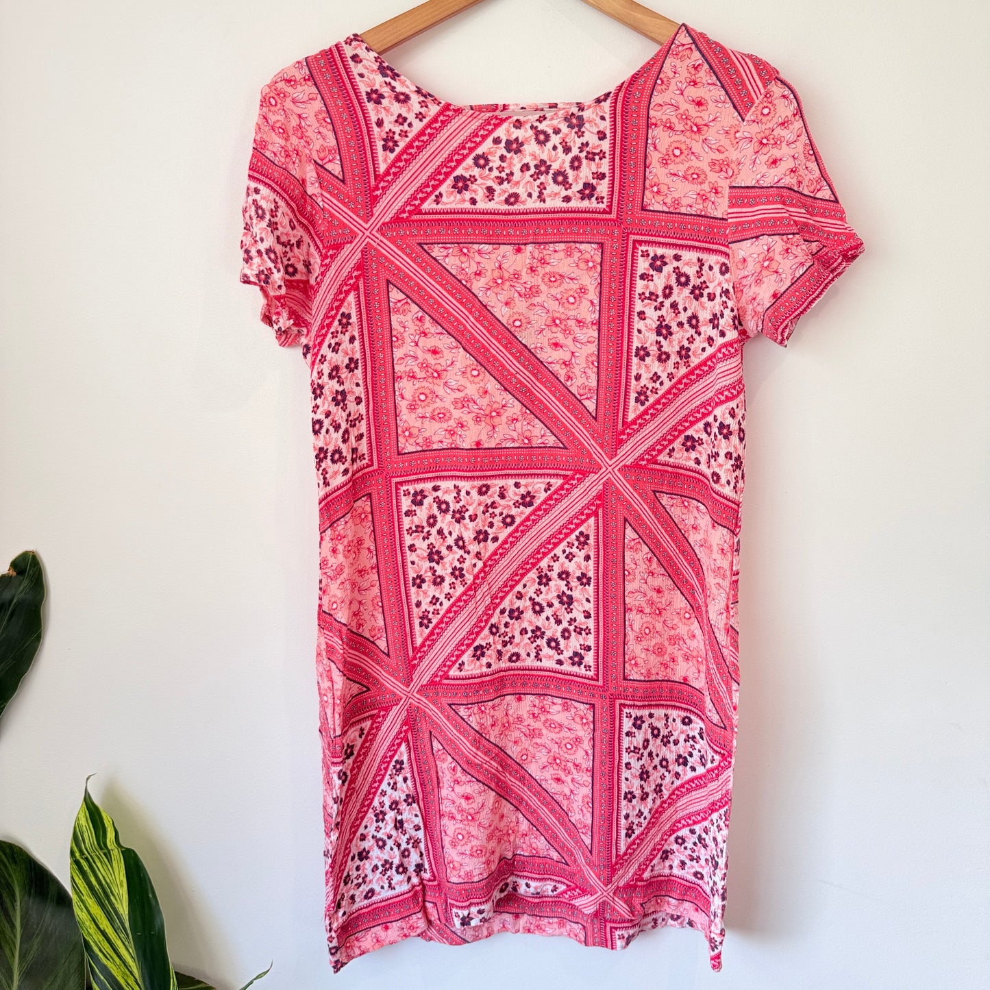 All About Eve Patchwork Floral Print T-Shirt Dress Pink - 8/XS