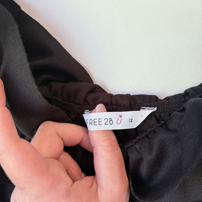 Free 2B U Black Ruffled Off-Shoulder Dress in Size 12