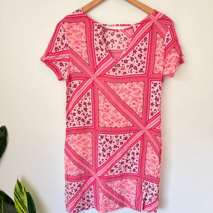 All About Eve Patchwork Floral Print T-Shirt Dress Pink - 8/XS