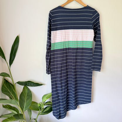 Elm Navy Stripe Colour-Block Long Sleeve Dress – Size 10