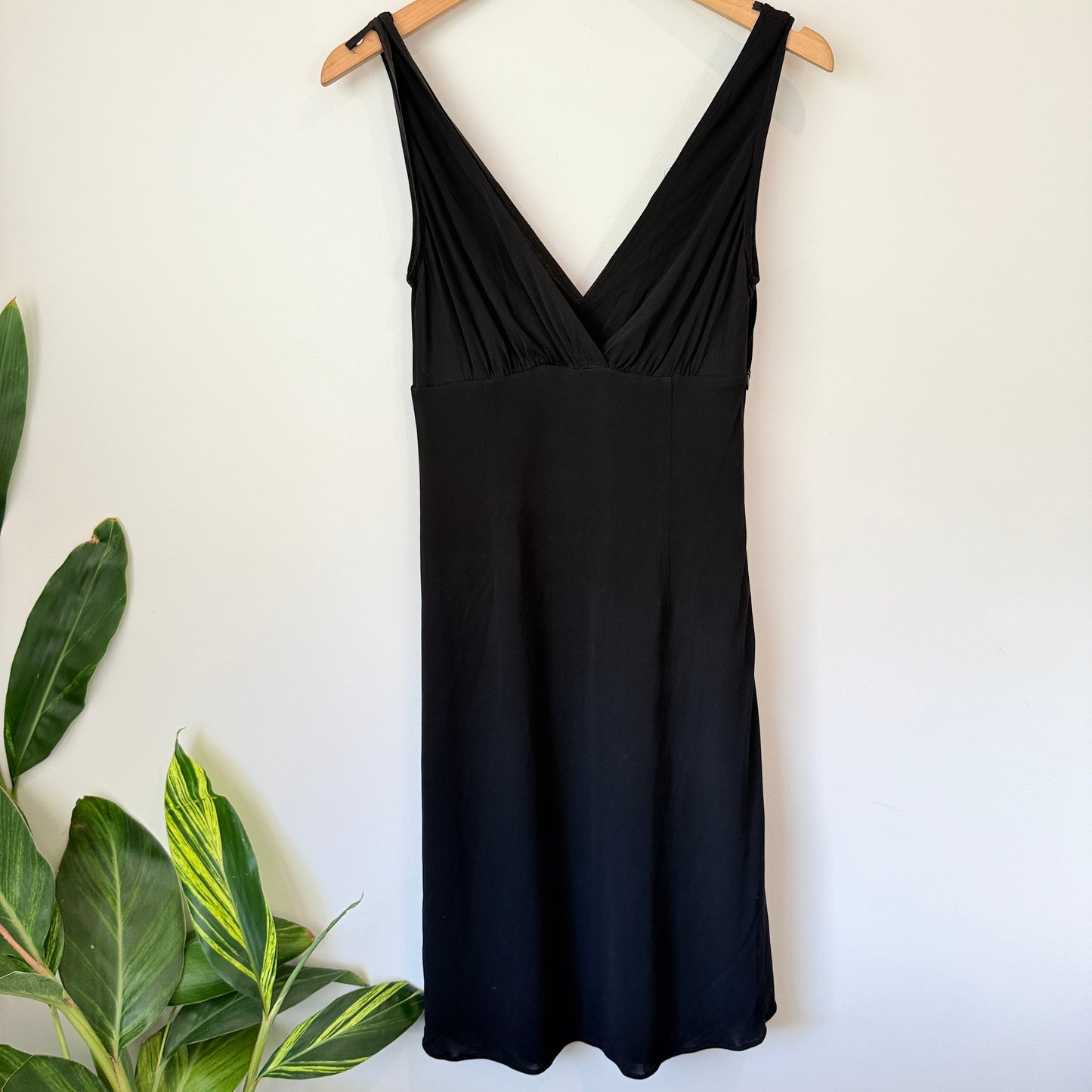 KEITH MATHIESON V-Neck Ruched Slip Dress Black - 10