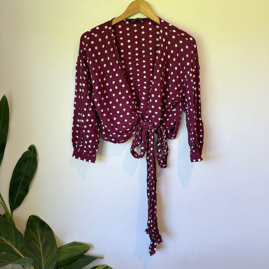 Zara Woman Polka Dot Wrap Tie Size M