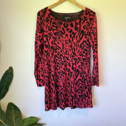 Merric Red & Black Leopard Print Dress – Size 12