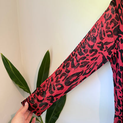 Merric Red & Black Leopard Print Dress – Size 12