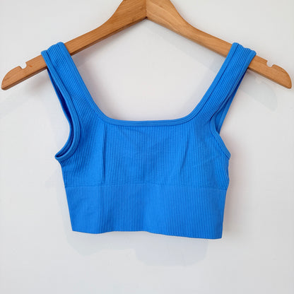 GLASSONS Seamless Ribbed Crop Top Blue - XS/S