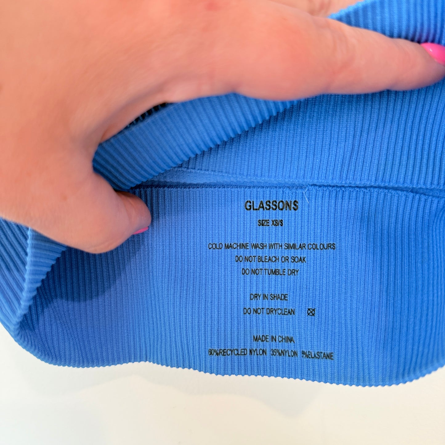 GLASSONS Seamless Ribbed Crop Top Blue - XS/S