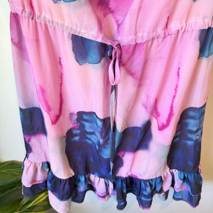 Pia Cowl Neck Floral Pink Dress Size M