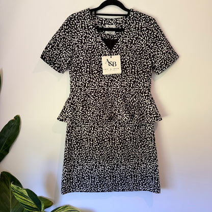 ARC & BOW Peplum Mini Dress Black/White Size 6