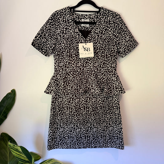 ARC & BOW Peplum Mini Dress Black/White Size 6