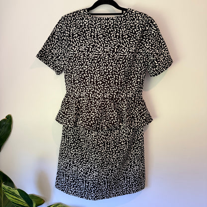 ARC & BOW Peplum Mini Dress Black/White Size 6