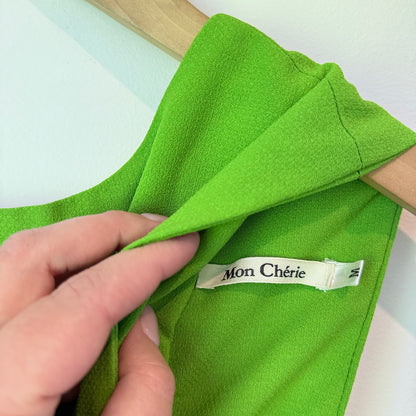 Mon Cherie Green Dress – Elegant Style with Back Tie Detail - Size M