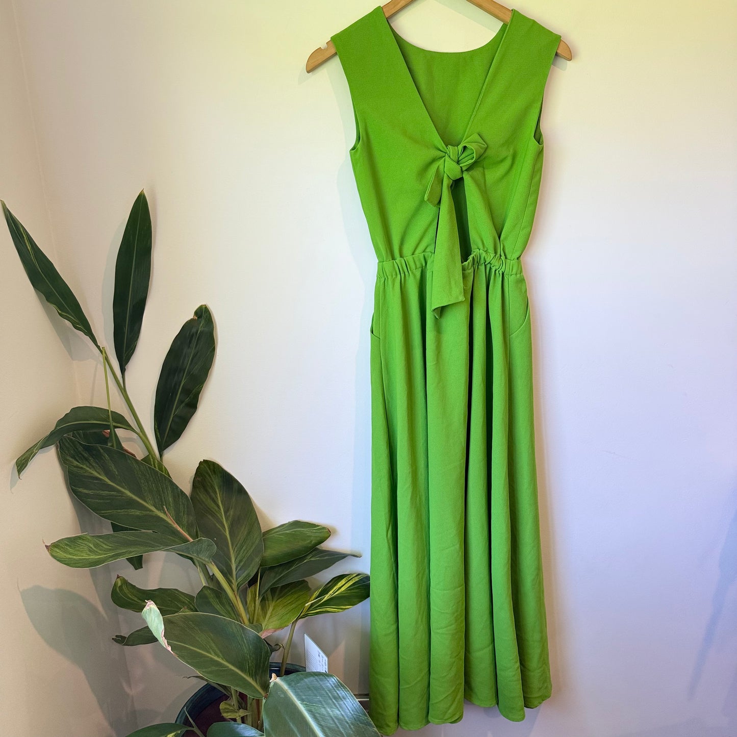 Mon Cherie Green Dress – Elegant Style with Back Tie Detail - Size M