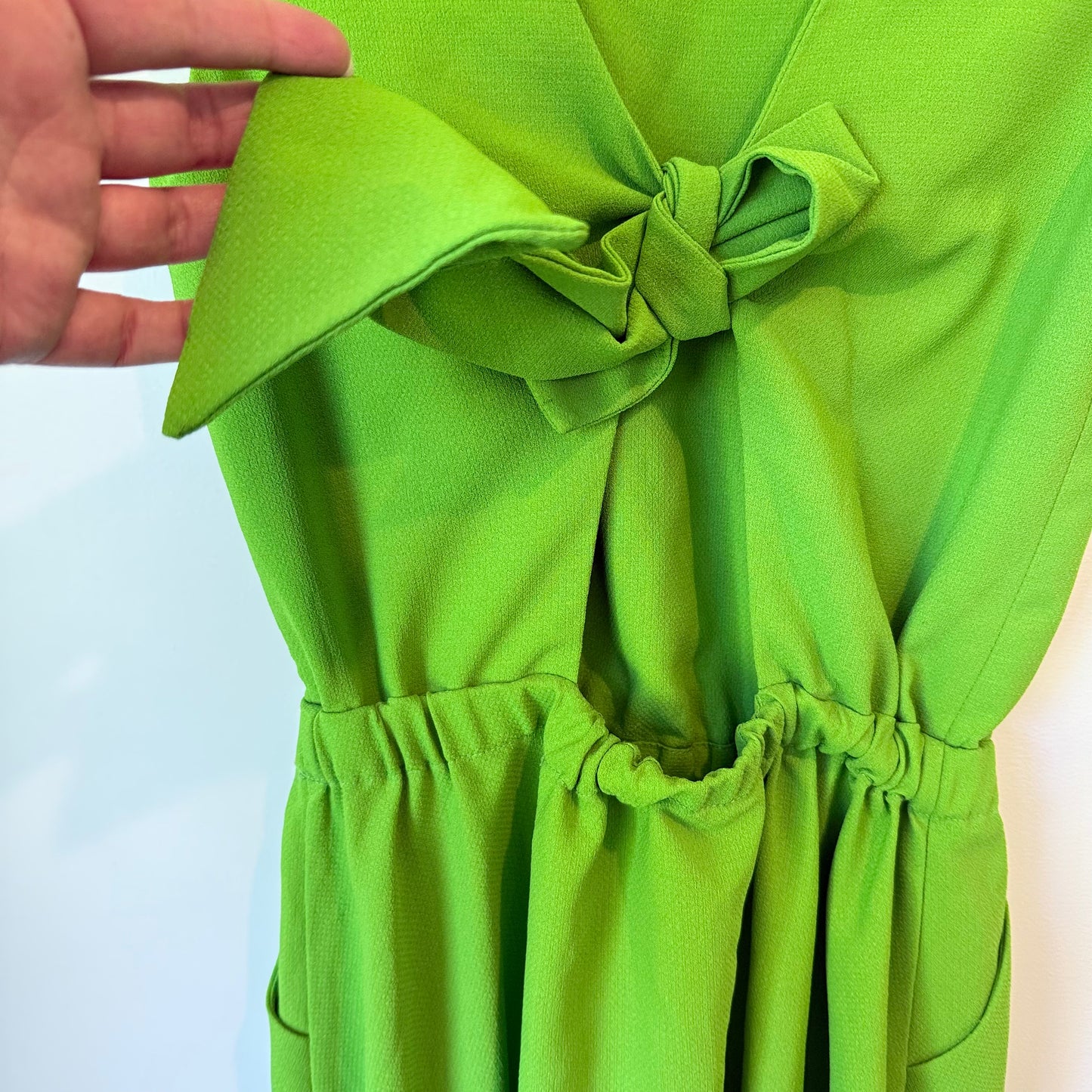 Mon Cherie Green Dress – Elegant Style with Back Tie Detail - Size M