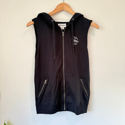 Converse Size XS Black Sleeveless Zip Up Hoodie Cotton Blend