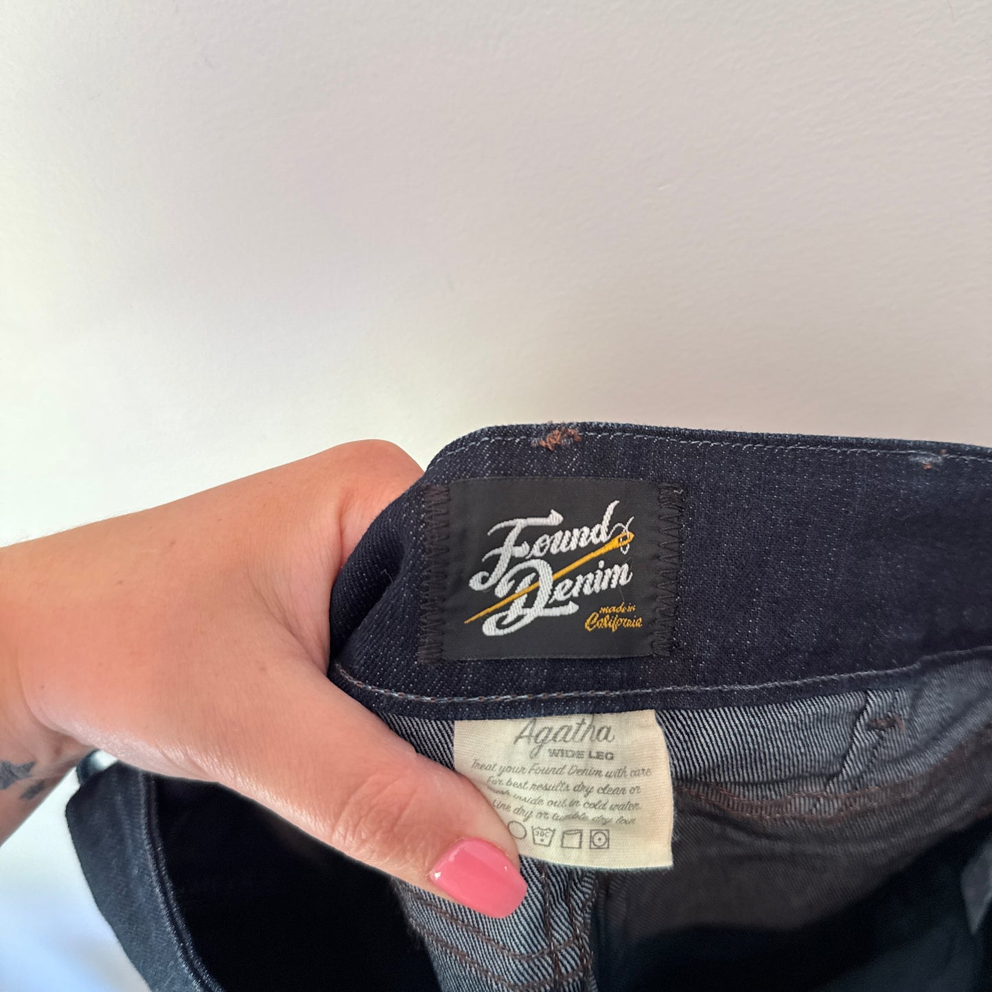 Found Denim Agatha Wide Leg Jeans Dark Wash Size 25