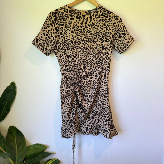 Missguided Cheetah Ruched Bottom Dress in Size 32