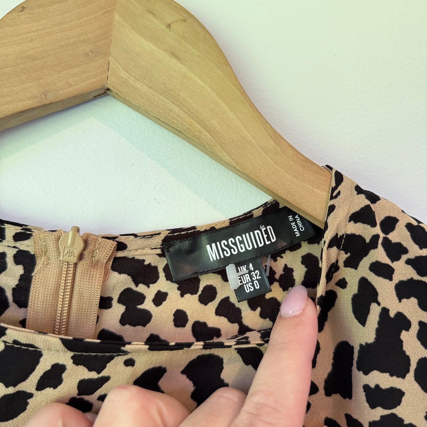 Missguided Cheetah Ruched Bottom Dress in Size 32