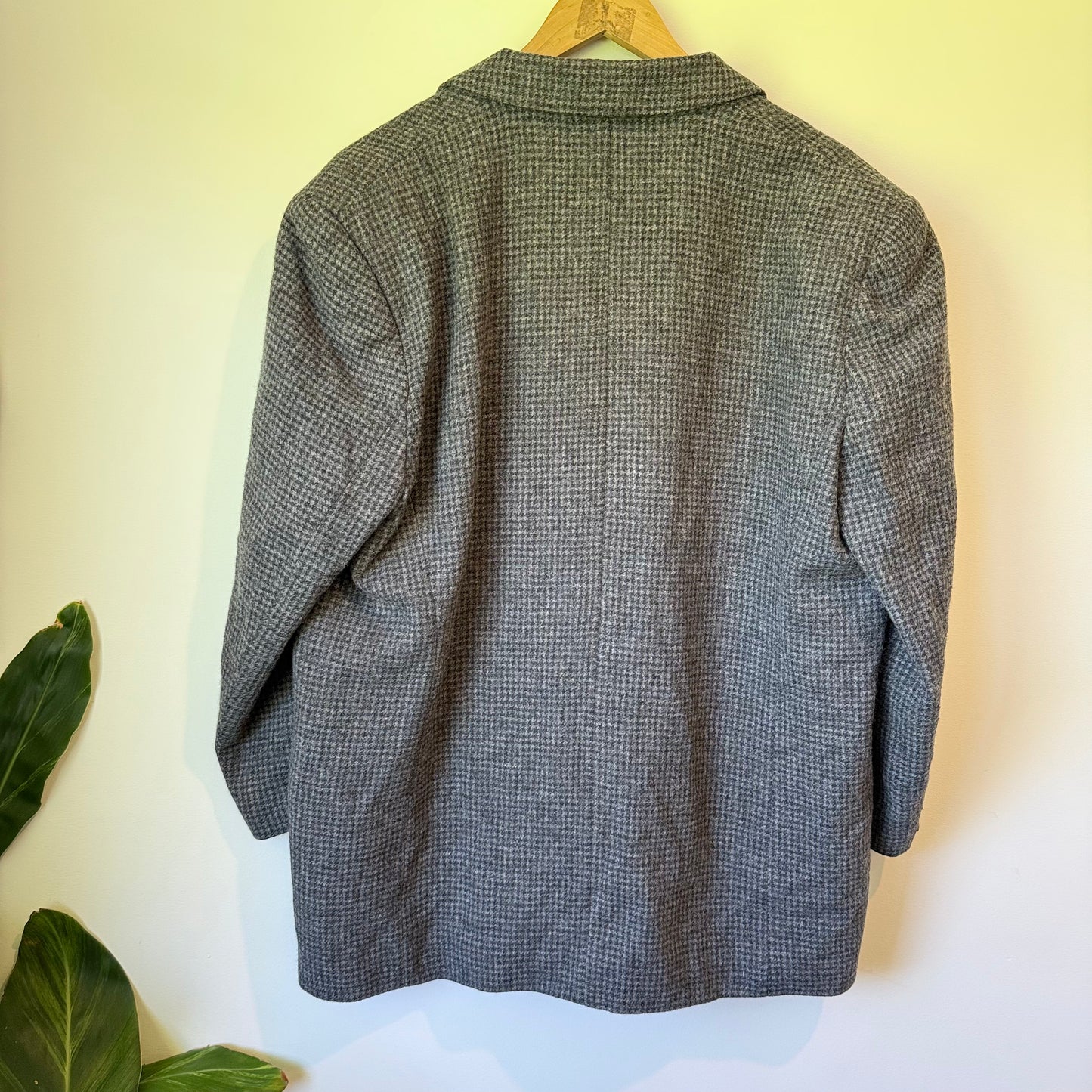 Sportscraft (NZ Made) Size 16 Gray Houndstooth Wool Blazer – Double-Breasted Classic