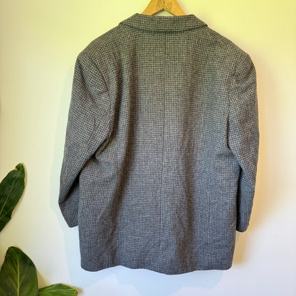 Sportscraft (NZ Made) Size 16 Gray Houndstooth Wool Blazer – Double-Breasted Classic