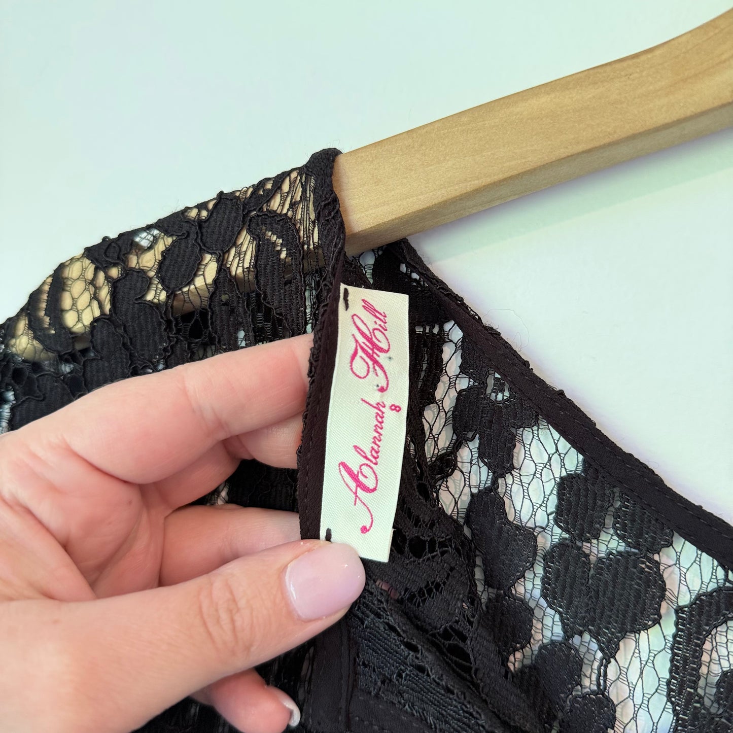 Alannah Hill Black Lace Bodycon Dress – Elegant Fit, Size 8