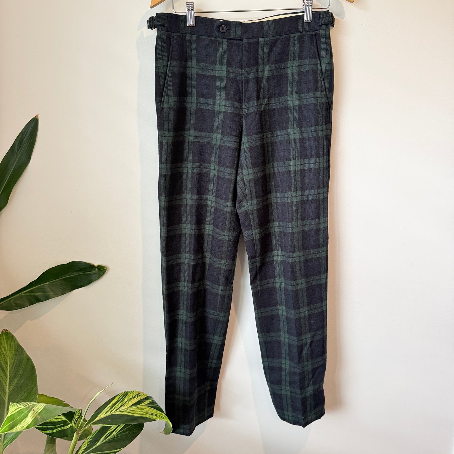 Vintage New & Lingwood Waist 78cm 100% Wool Plaid Trousers