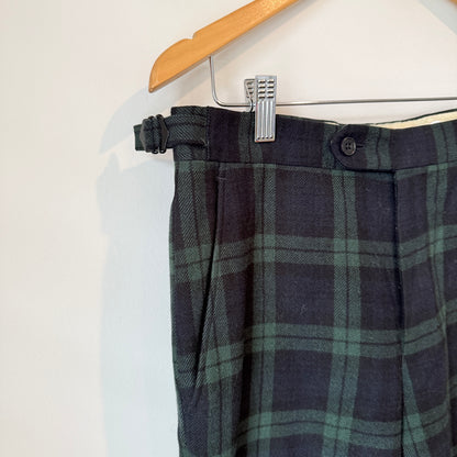 Vintage New & Lingwood Waist 78cm 100% Wool Plaid Trousers