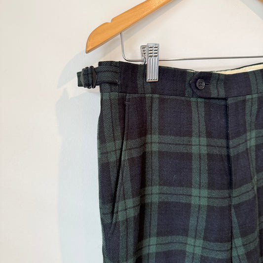 Vintage New & Lingwood Waist 78cm 100% Wool Plaid Trousers