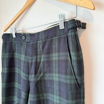 Vintage New & Lingwood Waist 78cm 100% Wool Plaid Trousers