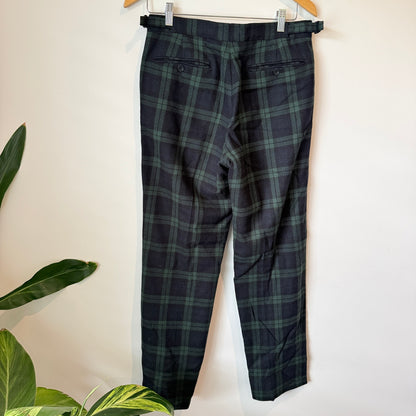 Vintage New & Lingwood Waist 78cm 100% Wool Plaid Trousers