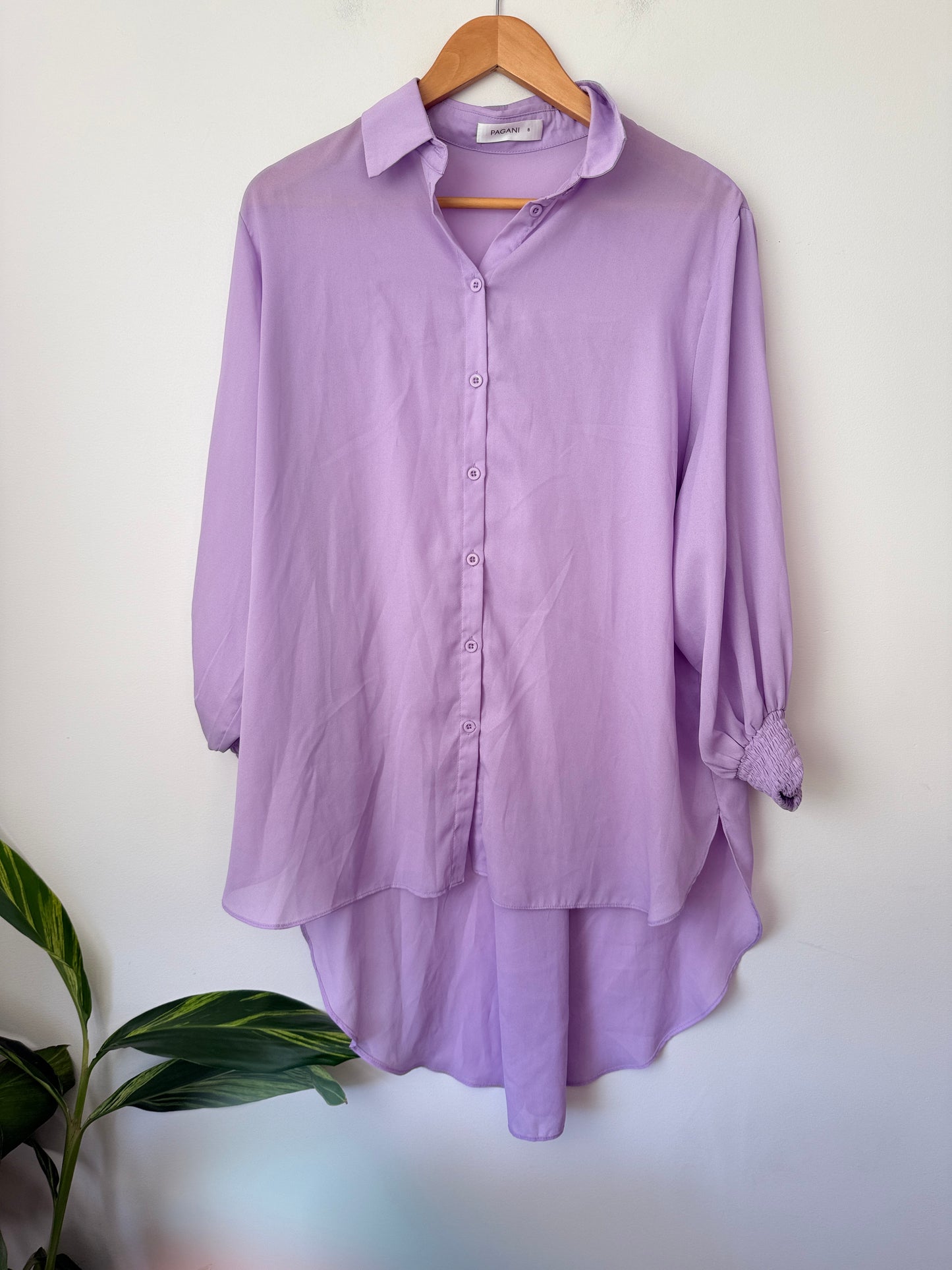 Pagani Size 8 Light Purple Button-Up Blouse