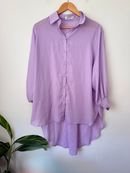Pagani Size 8 Light Purple Button-Up Blouse