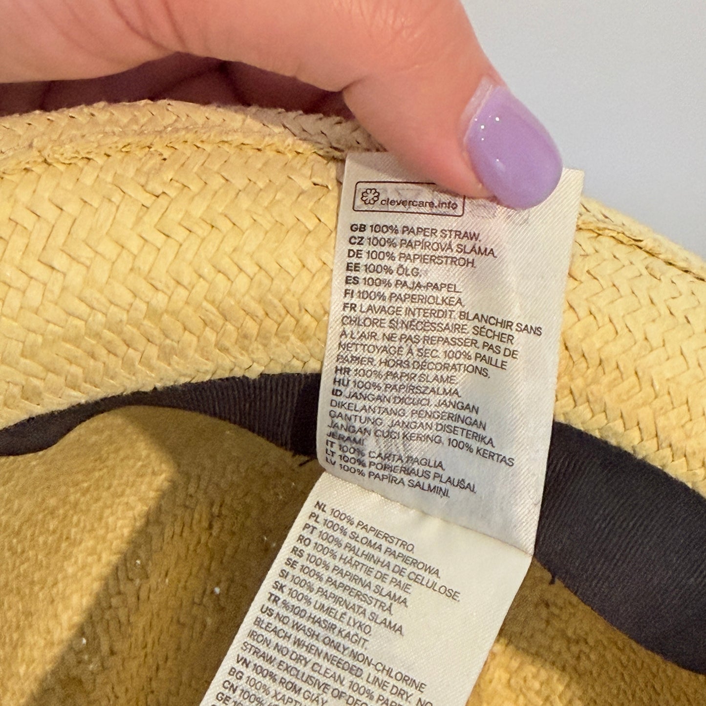 H & M Size L/60 Straw Fedora Hat