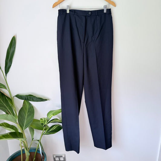 Saudi Arabian Airlines Size Waist 78cm Navy Blue High-Waisted Pleated Trousers