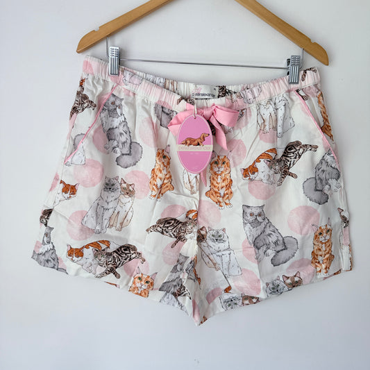 Peter Alexander Cat-Print Sleep Shorts – Size XL