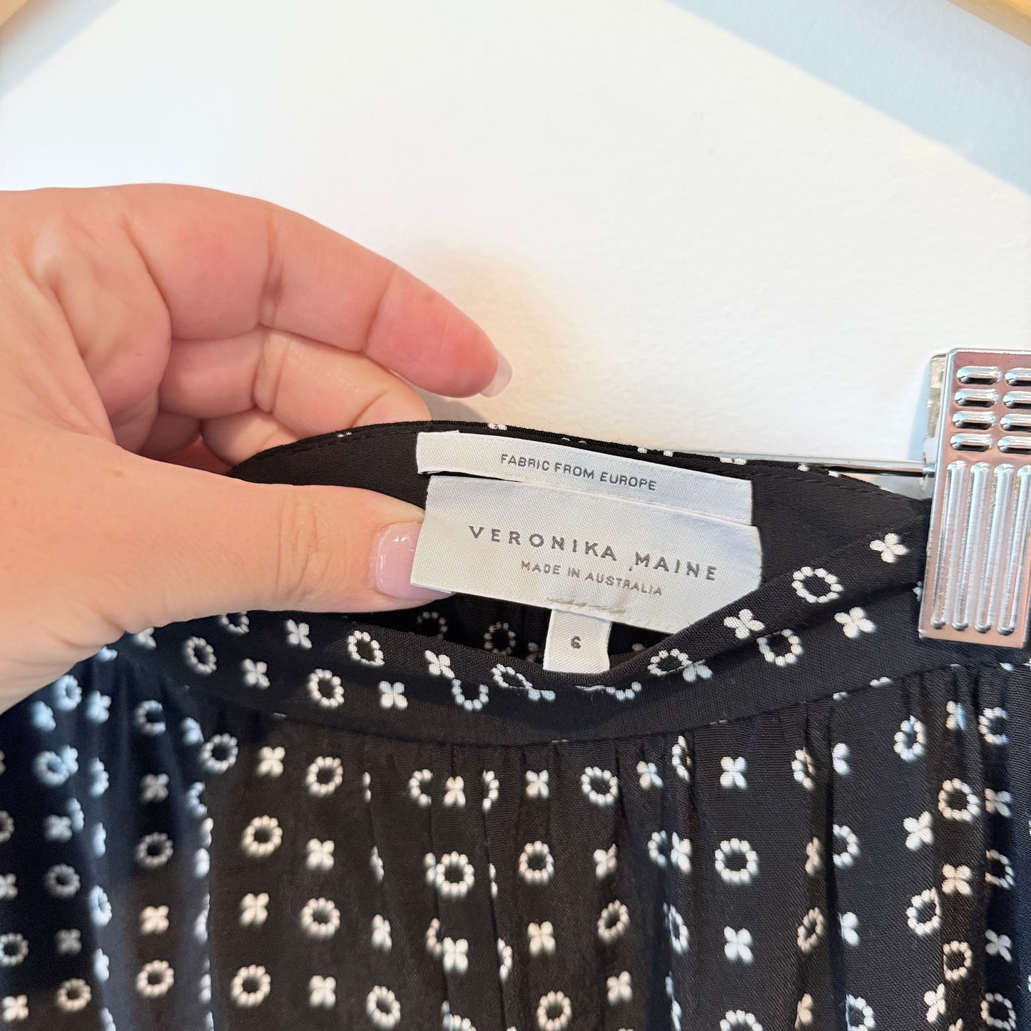 Veronika Maine Size S Black & White Patterned Maxi Skirt