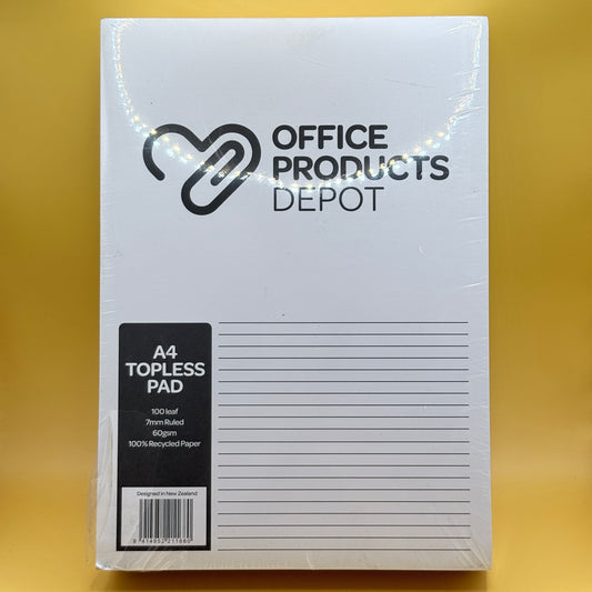 Office Products Depot A4 Topless Pads – 100 Leaf, 7mm Ruled (Pack of 5)