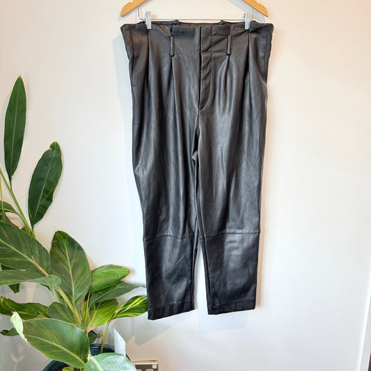 H&M Size 14 Black Faux Leather Pants