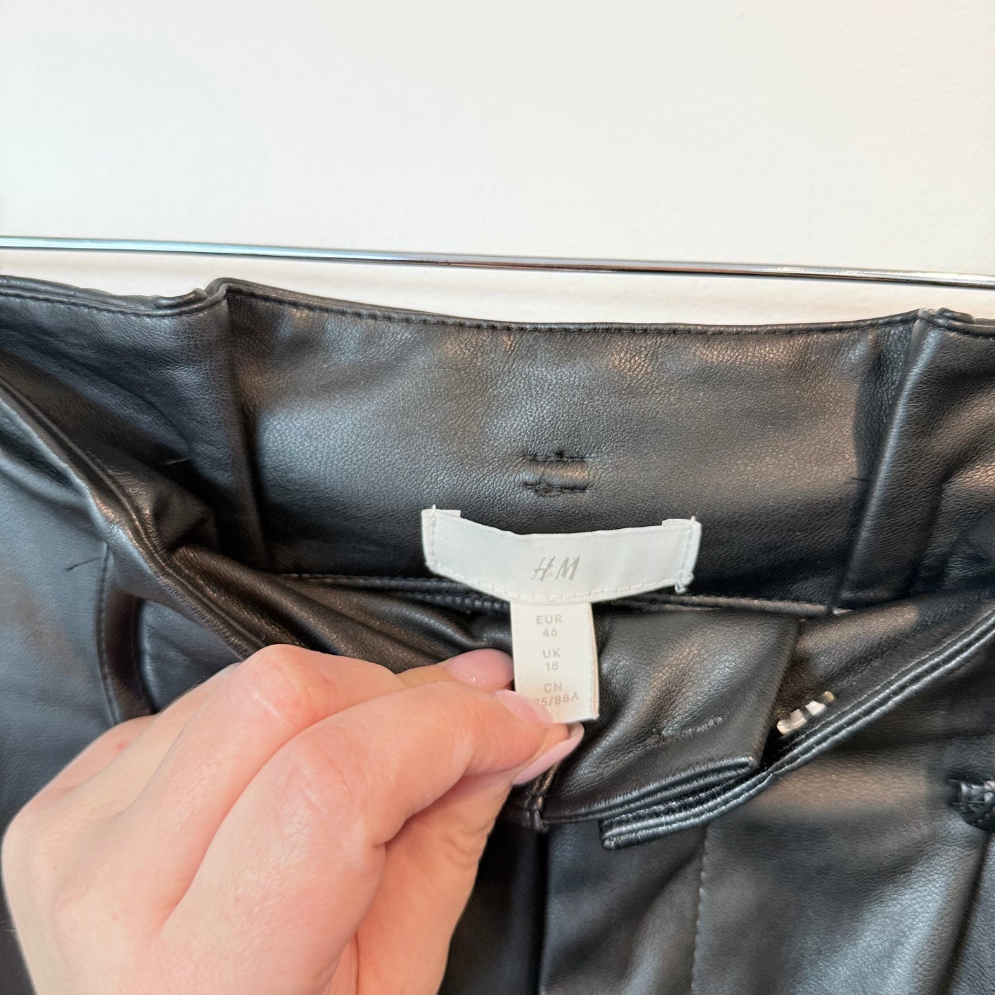 H&M Size 14 Black Faux Leather Pants