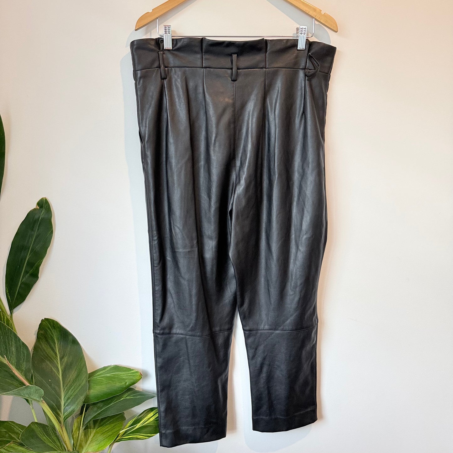 H&M Size 14 Black Faux Leather Pants