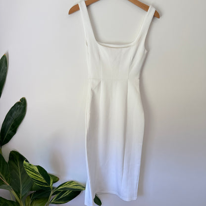 Showpo Mini Love Dress White Square Neck Midi Size 6