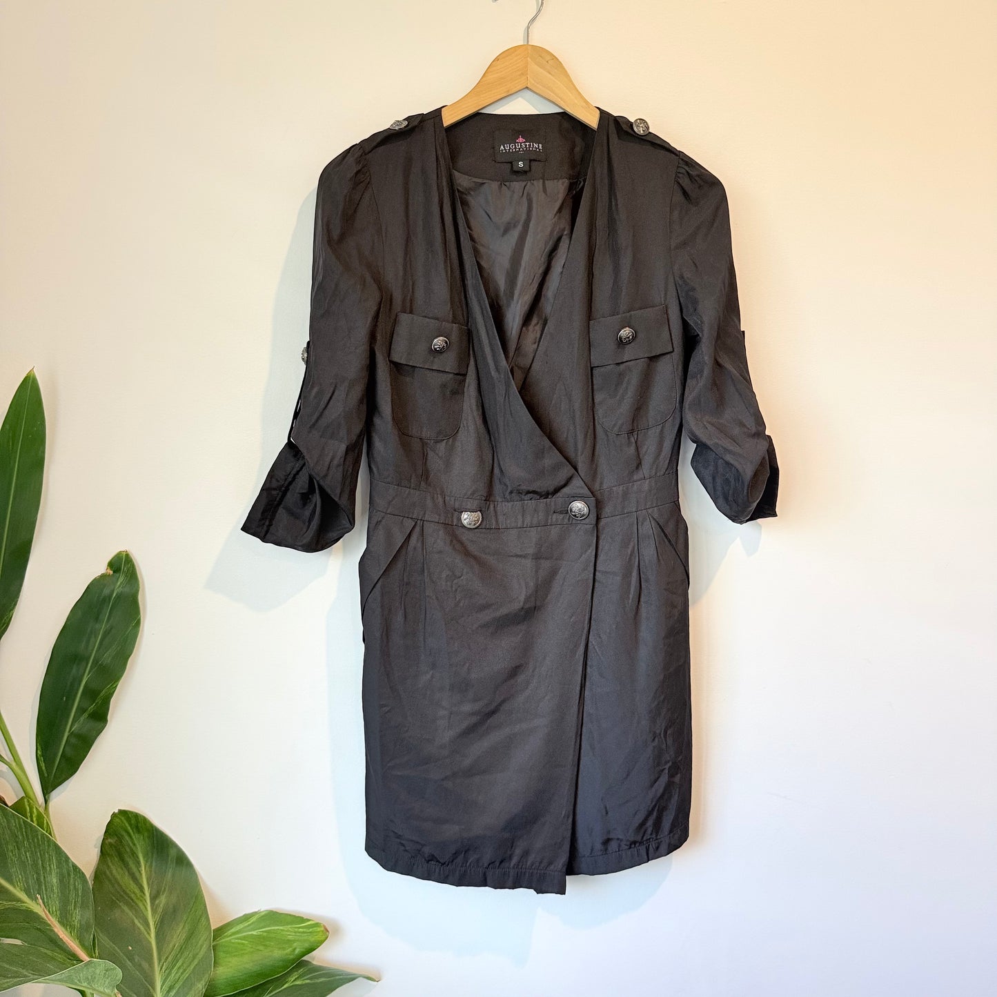 Augustine Size S Black Military-Style Dress