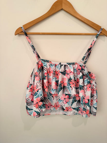 Brand Unknown Size L | U/Arm to U/Arm 39cm Floral Print Crop Top