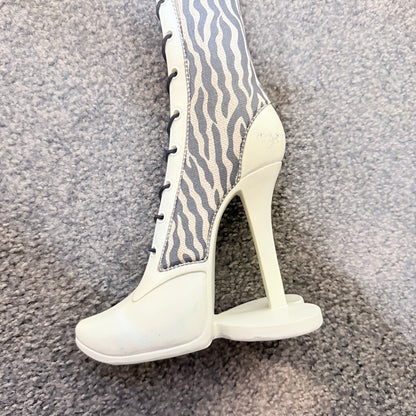 Amberlene Access Tall Lace-Up Boot Coin Bank – Zebra Print Money Box