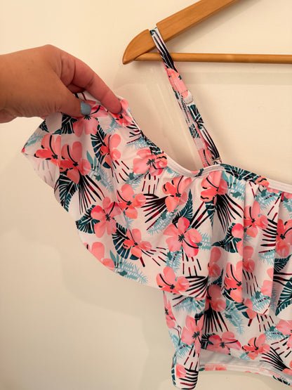 Brand Unknown Size L | U/Arm to U/Arm 39cm Floral Print Crop Top