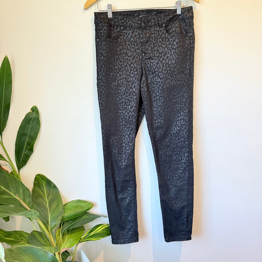 Karen Millen Size 6 Black Leopard Print Pants