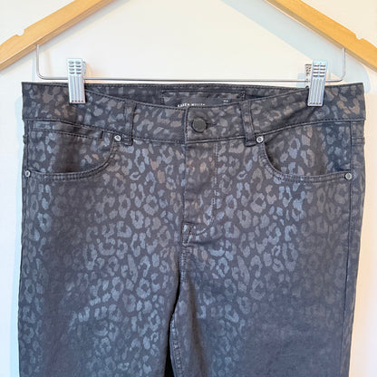 Karen Millen Size 6 Black Leopard Print Pants
