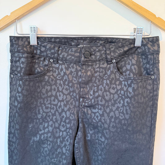 Karen Millen Size 6 Black Leopard Print Pants