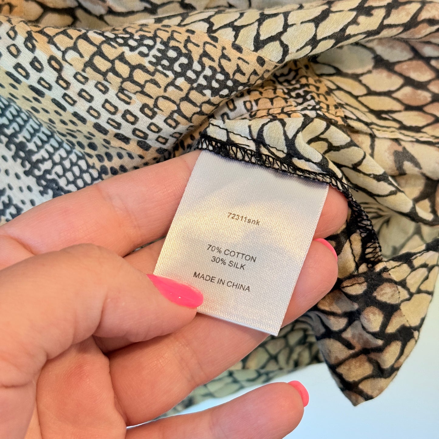 Storm Size 8 Snake Print Cotton / Silk Sleeveless Top