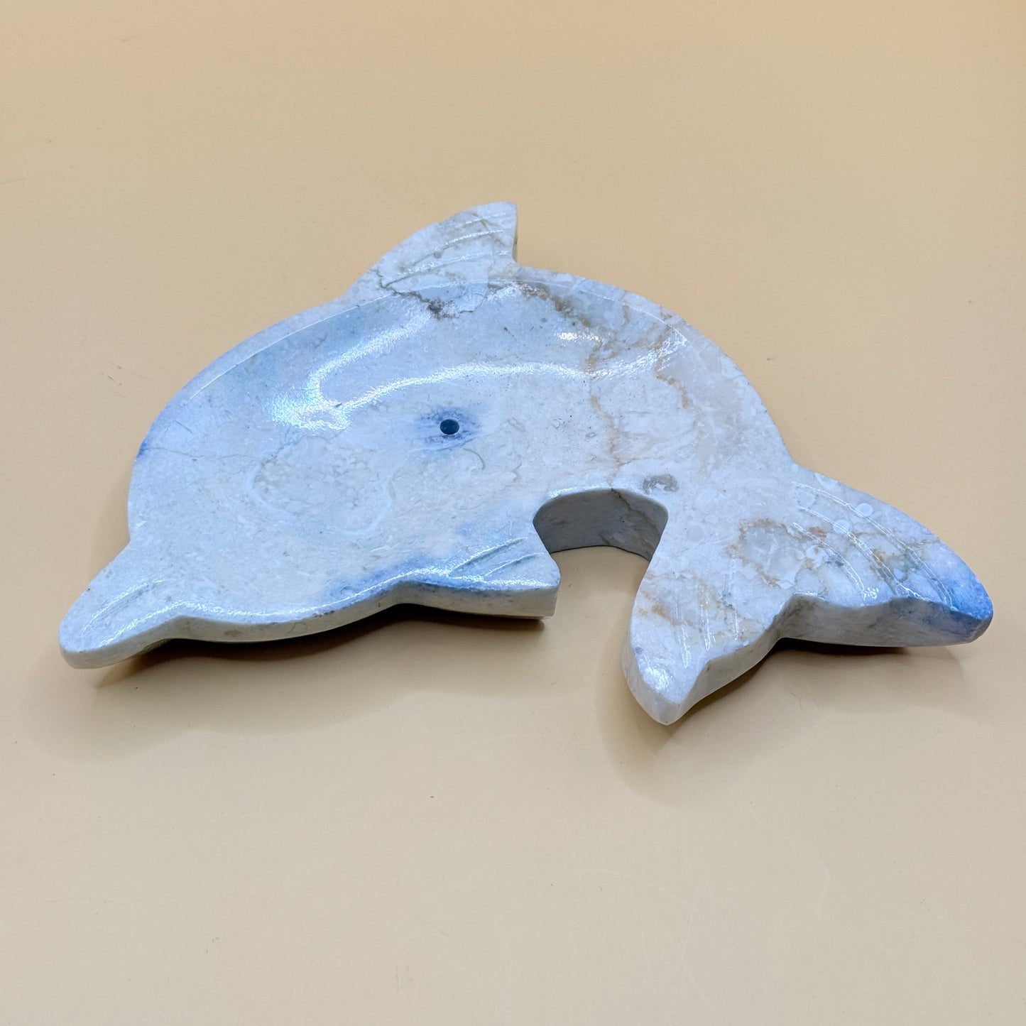Dolphin-Shaped Stone Trinket Dish – 13–14cm